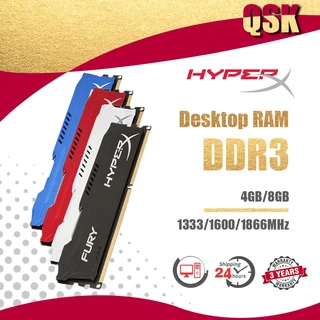 【สินค้าเฉพาะจุด】Kingston Hyperx 4GB/8GB Desktop RAM DDR3 1333/1600/1866MHZ PC3-12800 DIMM memory for GAMING PC