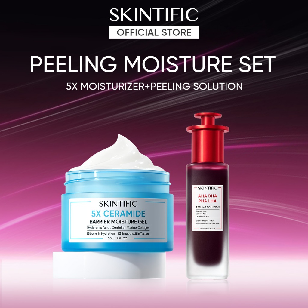 SKINTIFIC 2pcs เซรั่มเพื่อการผลัดเซลล์ผิว AHA BHA PHA LHA 5X เซราไมด์ ครีมบำรุงผิวหน้า มอยเจอร์ไรเซอ