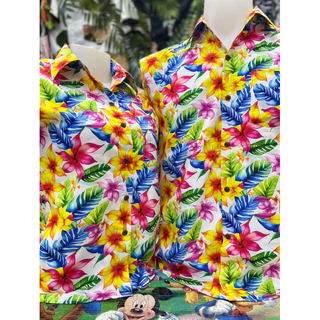 เสื้อคู่ เสื้อทีม ลายดอก 6859 ราคาส่ง สีชมพู สีฟ้า สีแดง