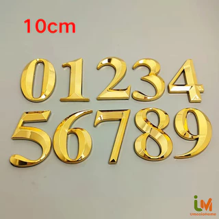 บ้านเลขที่ เลขที่บ้าน ตัวเลข 0-10 สีทอง 3D ขนาด 10ซม. มองเห็นได้ชัดเจนในระยะไกล