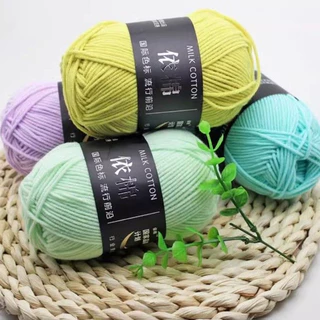 ไหมพรมคอตตอนนม น้ำหนัก50กรัม 4ply Milk cotton yarn ถักง่าย ถักโครเชต์ สีพาสเทล พร้อมส่งจากไทย