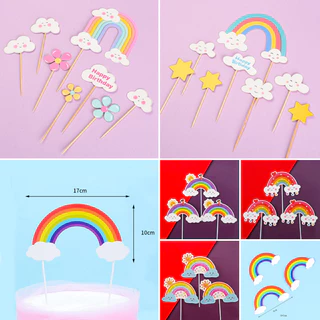 ป้ายปักเค้กสายรุ้ง 🌈☁🌈สายรุ้ง ก้อนเมฆ🌈☁🌈 สําหรับตกแต่งเค้ก 🇹🇭 🚚พร้อมส่งในไทย🚚 🇹🇭
