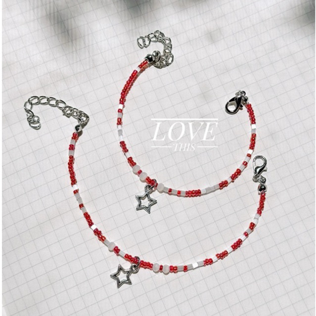 สร้อยข้อมือ handmade มินิมอล ลูกปัดโทนสีแดง จี้ดาว น่ารักมาก - รูปที่ 3