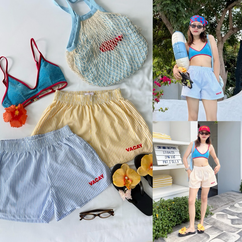 Lazy - cc - boxer short ขาสั้นVACAY ลายริ้ว  พร้อมส่ง