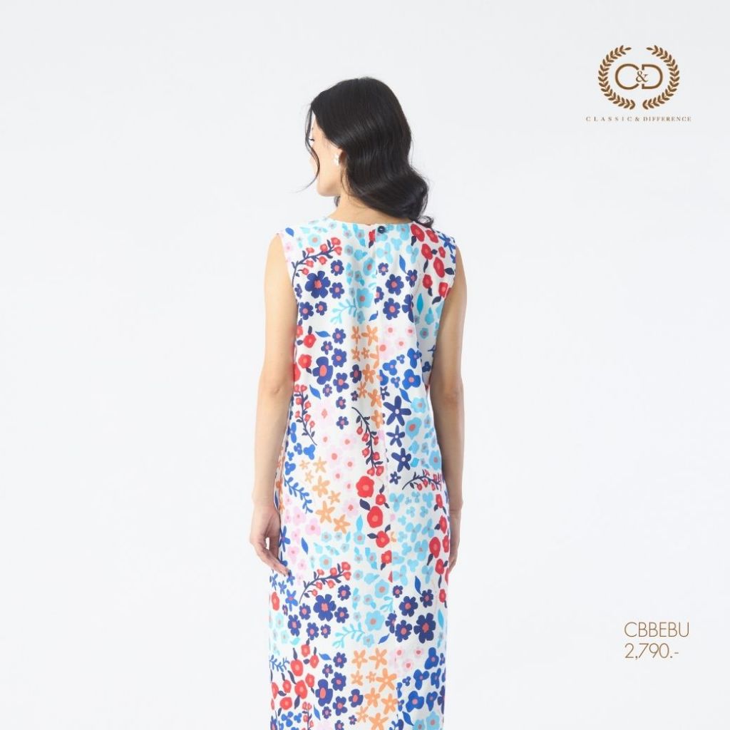 C&D เดรส แขนกุด โคบานะ บลู ดอกไม้เล็กๆ สีฟ้า CBBEBU — صورة 6