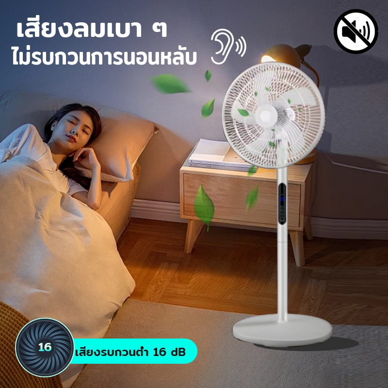 รับประกัน1ปี✨พัดลมตั้งพื้น พัดลม 16 นิ้ว ปรับได้ 3 ระดับ พัดลมรีโมต เสียงเงียบ ใบมีด 5 ใบ Stand Fan พร้อมฟังก์ชั่นจับเวล