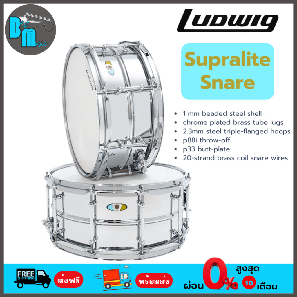 Ludwig Supralite Snare Drums กลองสแนร์