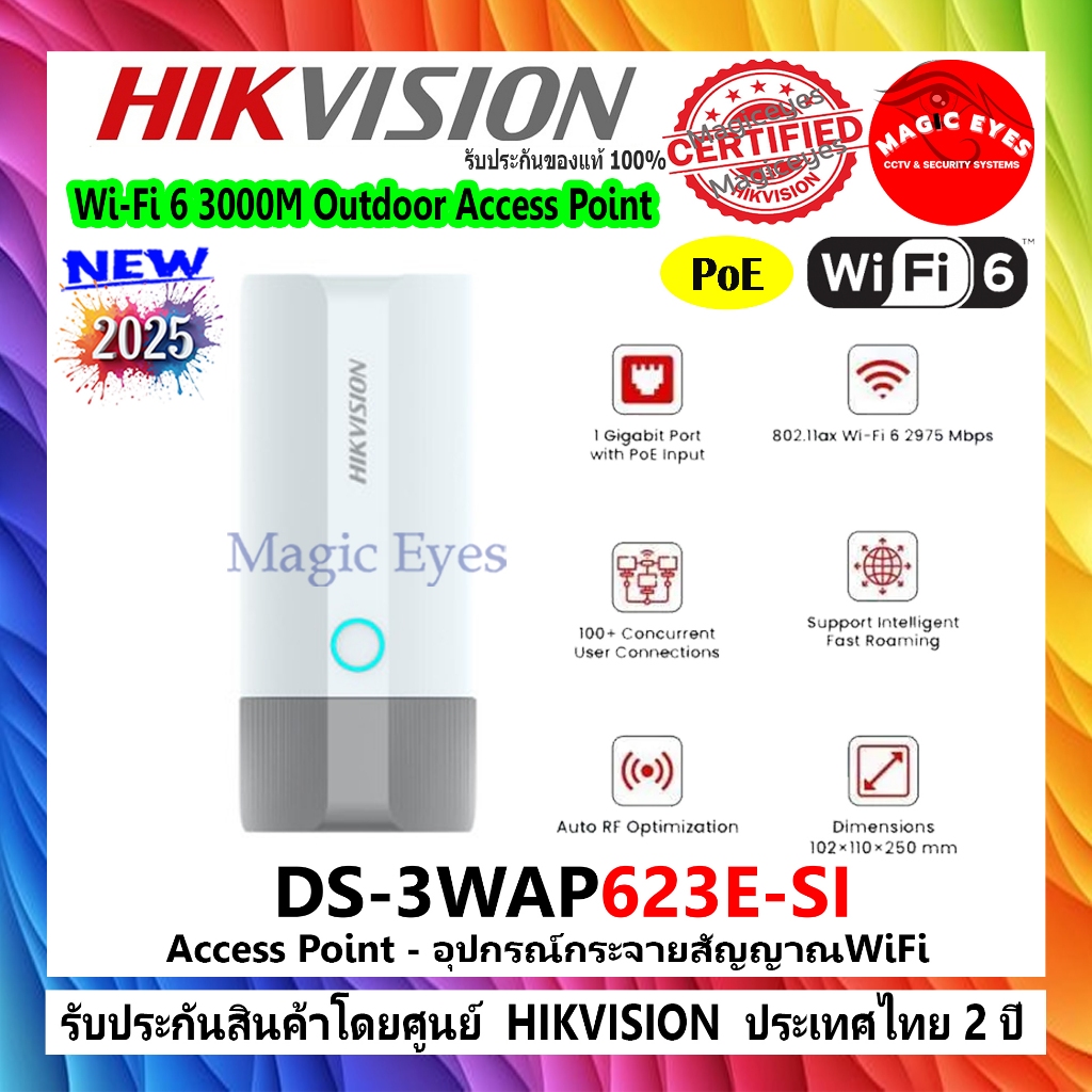 HIKVISION อุปกรณ์กระจายสัญญาณ Wi-Fi 6 3000M Outdoor Access Point รุ่น DS-3WAP623E-SI