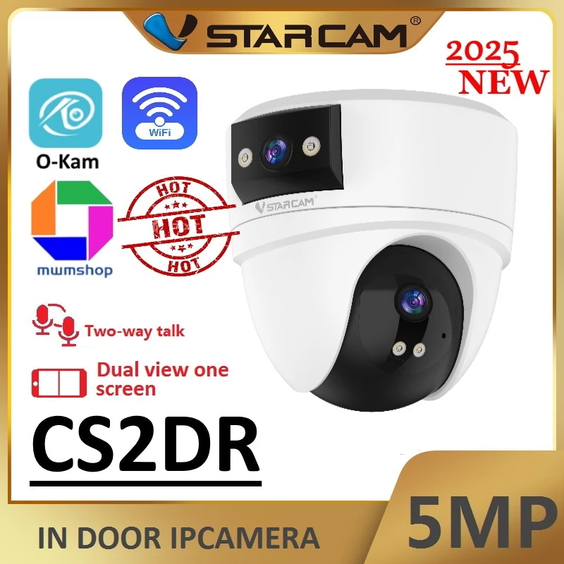 Vstarcam CS2DR WiFi / CG2DR SIM 4G (เลนส์คู่) กล้องวงจรปิดไร้สาย ความละเอียด 5MP(1296P) indoor มีAI+