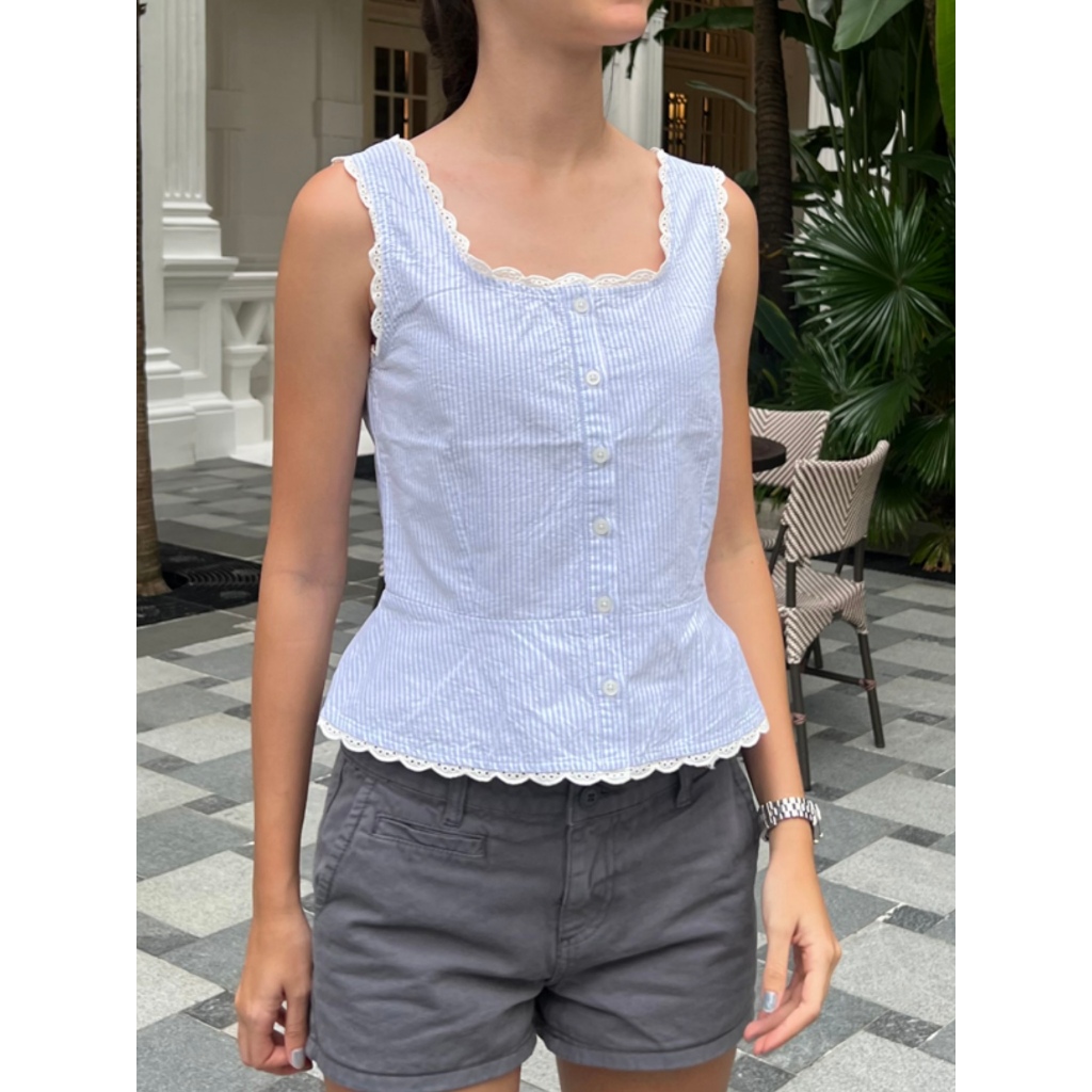 (พร้อมส่ง) BrandyMelville Matilda Striped Tank เสื้อแทงค์ท็อป เสื้อสายเดี่ยว ของแท้จากช็อป