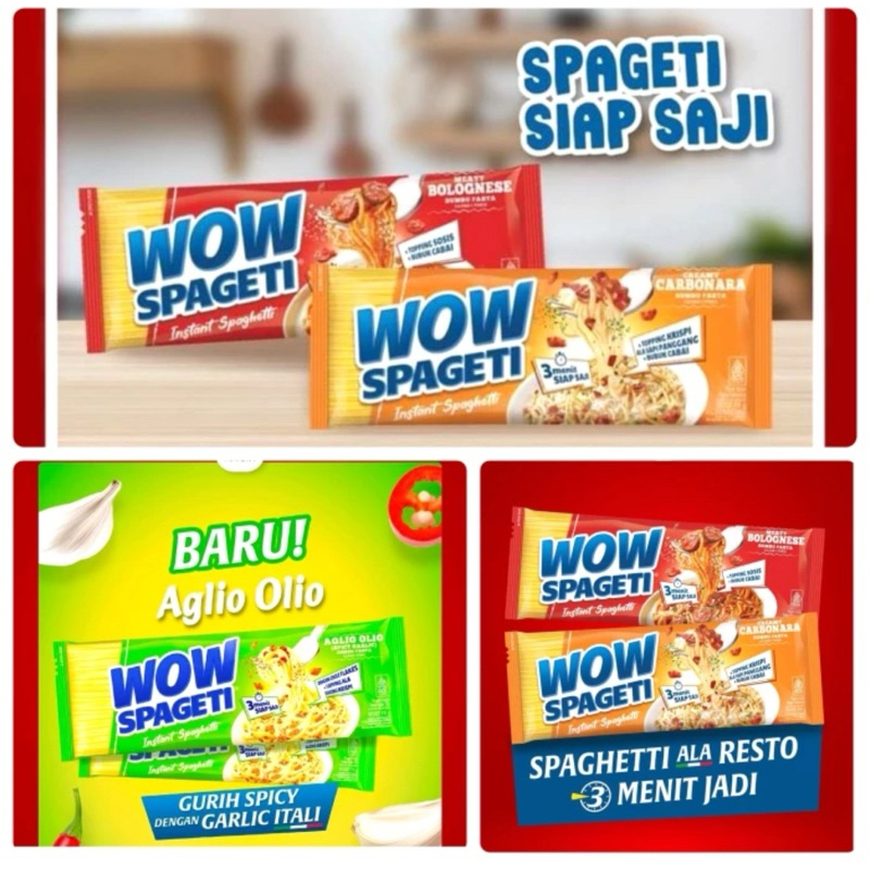 Indonesia WOW Spageti 3 Varian, 84 gram / Instant WOW Spaghetti @5 pc