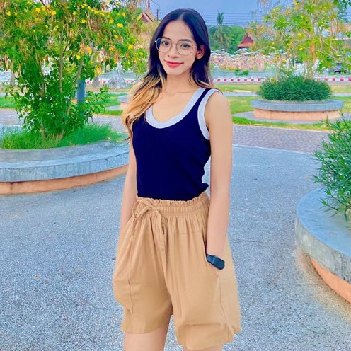 กางเกงขาสั้น เอว24-54นิ้ว ผ้าลินิน/ผ้าไหมอิตาลี สาวอวบ สาวอ้วน ตัวใหญ่ ฟรีไซส์ Freesize เอิร์ธโทน Earthtone Oversize รูปที่ 7