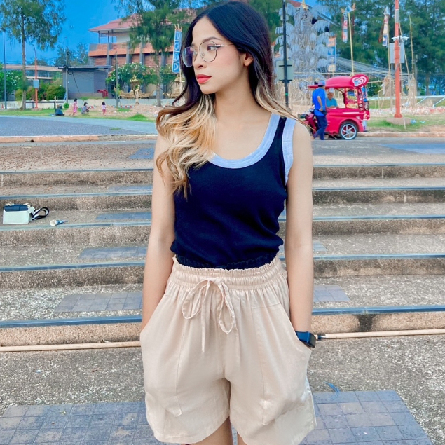 กางเกงขาสั้น เอว24-54นิ้ว ผ้าลินิน/ผ้าไหมอิตาลี สาวอวบ สาวอ้วน ตัวใหญ่ ฟรีไซส์ Freesize เอิร์ธโทน Earthtone Oversize รูปที่ 8