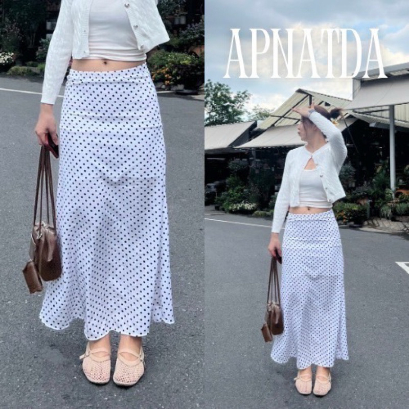 APSHOP -088 กระโปรงยาว polka dots