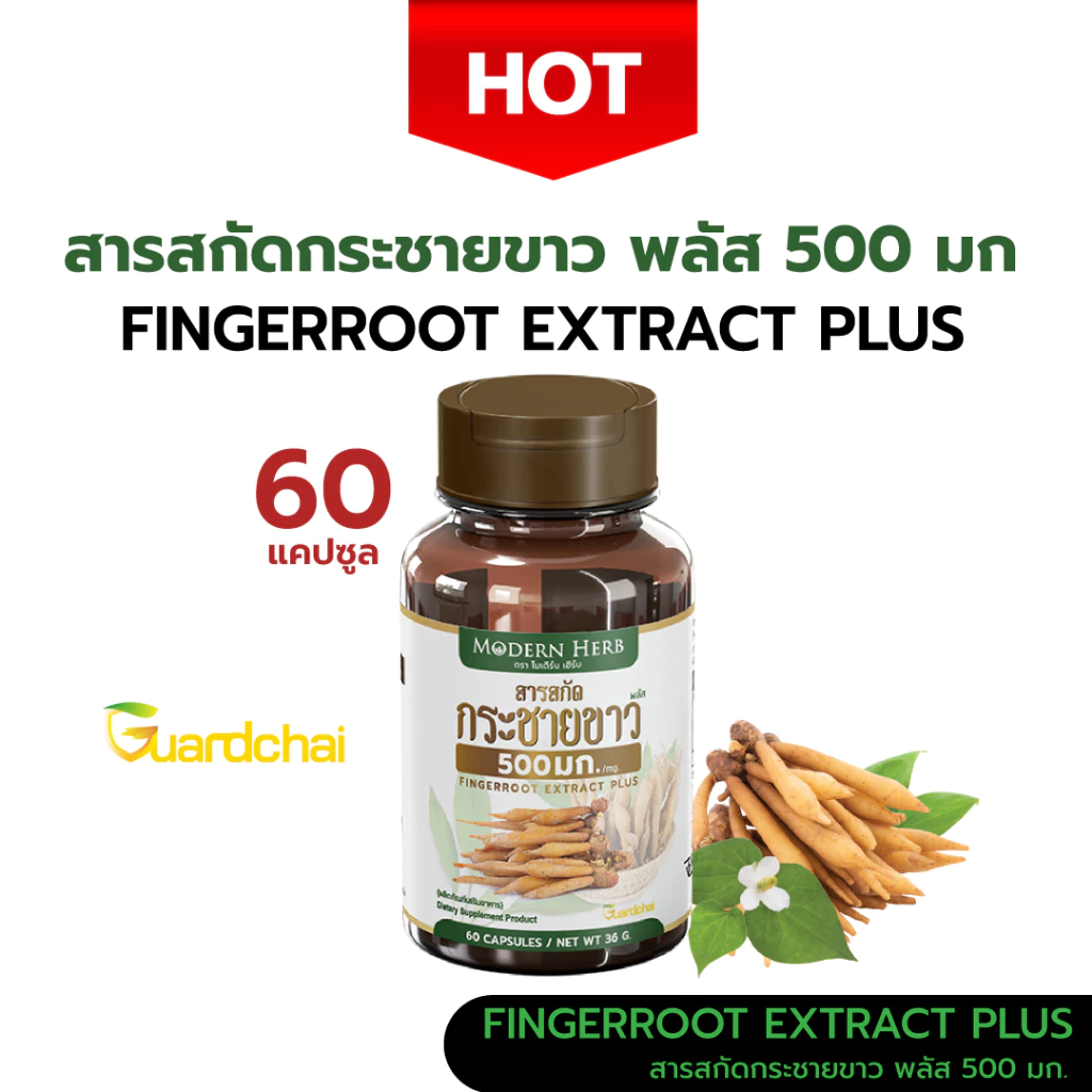 กระชายขาว พลัส 500 มก. (ของแท้!!) 60 แคปซูล สูตรเข้มข้น มาตราฐาน GMP ISO มี อย. รับรอง