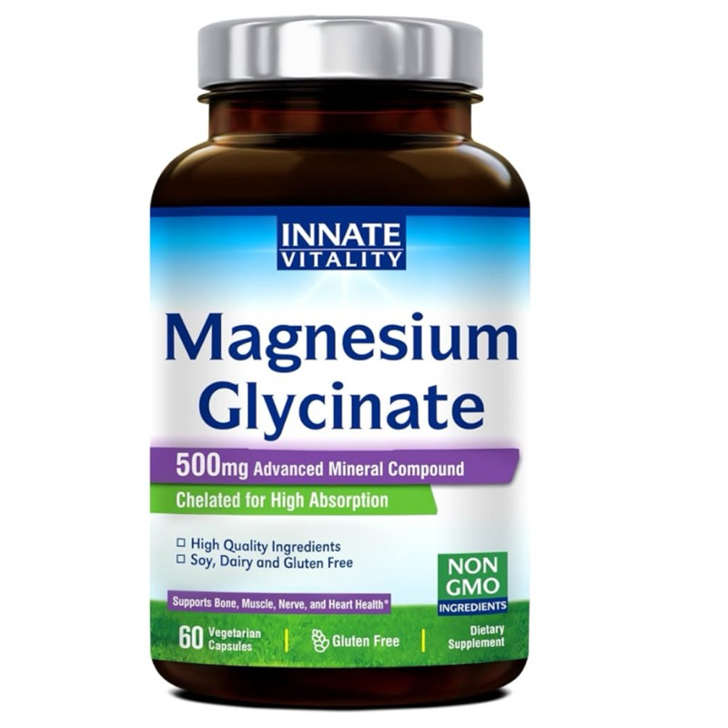 [ INNATE ]❇️ MAGNESIUM GLYCINATE 500 MG( เสริมสร้างกล้ามเนื้อ กระดูก เส้นประสาท สุขภาพหัวใจ )( 60 แคปซูล💊 )