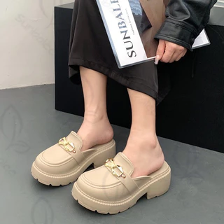 SHO-SUNX88🧃รองเท้าสไตล์เกาหลี แถมตัวติด ส้นสูงน่ารัก วัสดุยาง รองเท้าเสริมส้น สูง 7 cm. สีพื้นน่ารัก น้ำหนักเบาใส่สบาย🧃