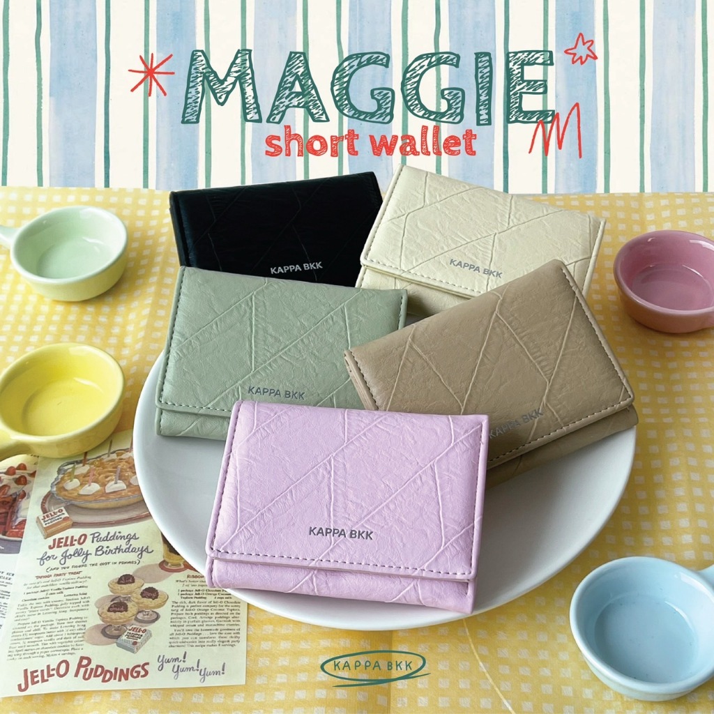 KAPPABKK Maggie Short Wallet กระเป๋าสตางค์ใบสั้น หนัง PU พิมพ์ลาย หนังนิ่มสีพาสเทล