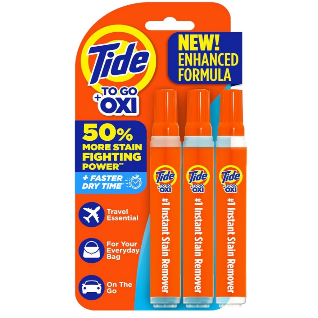 Tide Pen Stain Remover for Clothes 3 counts, To Go Food & Drink Stain Remover & Spot Cleaner, Portab