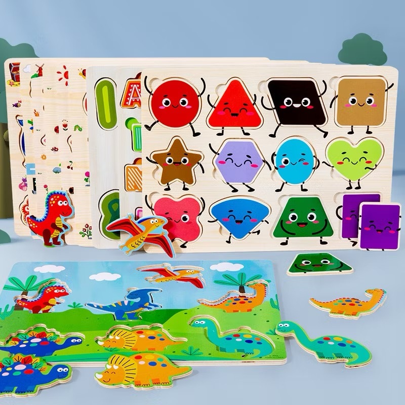 จิ๊กซอว์ไม้ รุ่น L ขนาด30x22ซม. ของเล่นไม้ ฝึกความจำ จินตนาการ ของเล่นพัฒนาการ ของเล่นเด็ก - รูปที่ 4