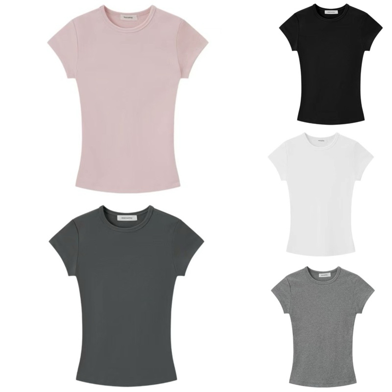💖 #28TOP183 เสื้อยืดรัดรูปสีพื้น