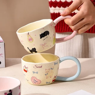 แก้วมัคลายแมว ดีไซน์น่ารักทันสมัย แก้วกาแฟเซรามิก เหมาะสำหรับเป็นของขวัญ ขนาด300ml