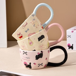 แก้วมัคลายแมว ดีไซน์น่ารักทันสมัย แก้วกาแฟเซรามิก เหมาะสำหรับเป็นของขวัญ ขนาด300ml