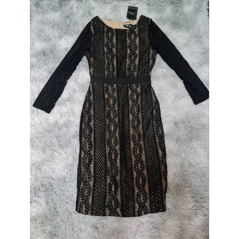 เดรสลูกไม้ดำ Size S ป้าย AP style