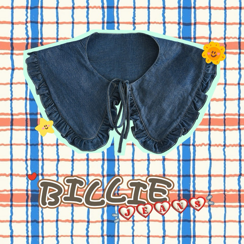 พร้อมส่ง Billie Jeans ปกคอถอดได้ ผ้ายีนส์สีเข้ม accessories ปกคอปลอม fake collar เครื่องประดับ ผ้าพันคอ ผ้าคลุมไหล่