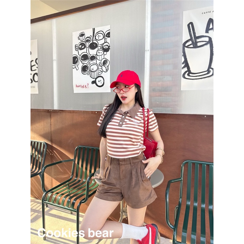 new🎀🎀เสื้อเชิ้ตแขนสั้นลายริ้ว