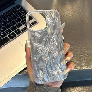 เคสไอโฟน 11 13 เคส Feather Laser Bow Case For iPhone 11 12 13 14 15 Pro X XR XS MAX 7 8 Plus 17 เคสโทรศัพท์ เคสไอโฟนสวยๆ