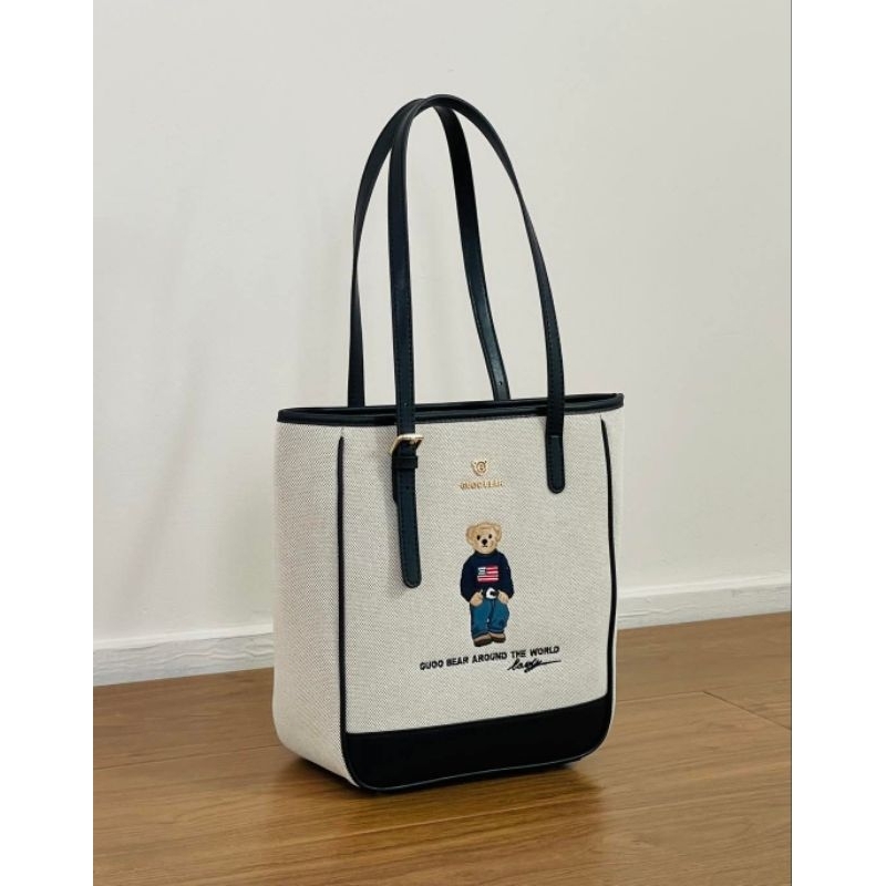 กระเป๋าสะพายข้างทรงสูงผ้าแคนวาส GUOO BEAR 🐻