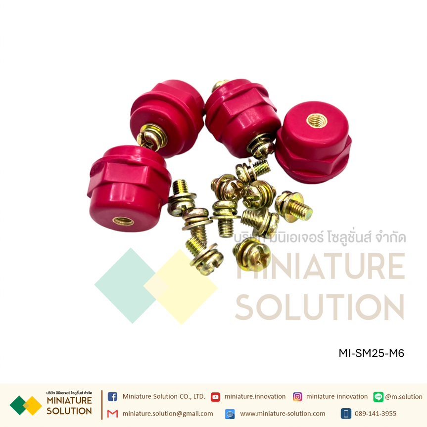 ลูกถ้วยฉนวนแดง ลูกถ้วยบัสบาร์ ลูกถ้วยฉนวน บัสบาร์สีแดง(SM-25/SM-30  M6 ) (SM-30/SM-35/SM-40/SM-51  M