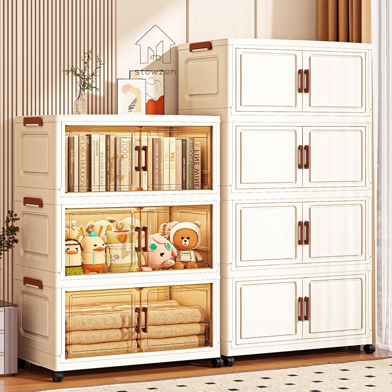 JIVARA ตู้เก็บของใหญ่ ตู้เก็บของ ตู้เก็บของอเนกประสงค์ มีล้อ ตู้เก็บของแบบพับได้ ตู้เสื้อผ้า ห้องครั