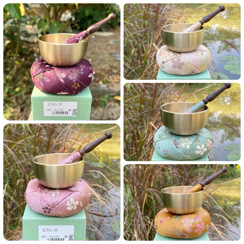 พรชีวิต : ชุดระฆังญี่ปุ่น ลายดอกซากุระ 7 cm 5 สี โอริน おりん หรือ ระฆังเซน Japanese Orin Singing Bowl