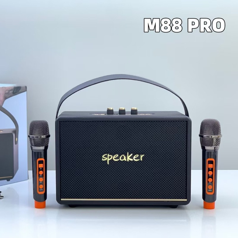 ลำโพงบลูทูธ รุ่น M88pro ปรับเสียงเบสแหลม ปรับเสียงไมค์ แอคโค่ไมค์ได้ ( ฟรีไมค์ลอย2ตัว ) เบสแน่น ตัวใ