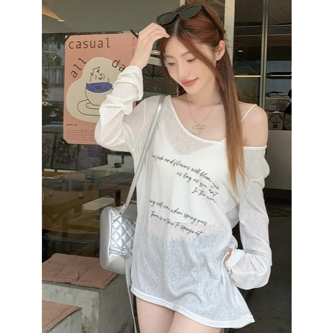 เสื้อแขนยาว เสื้อชีฟองทรง Ovesize ใส่แมทช์เสื้อสายเดี่ยว หรือ บิกินี่ ใส่คลุมได้ทุกงาน ทรงหลวม พิมพ์ลาย สาว เซ็กซี่