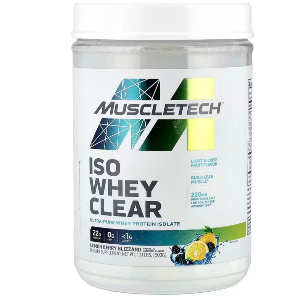 MuscleTech, ISO Whey Clear, Ultra-Pure Whey Protein Isolate, Lemon Berry Blizzard, 1.11 lbs (503 g)