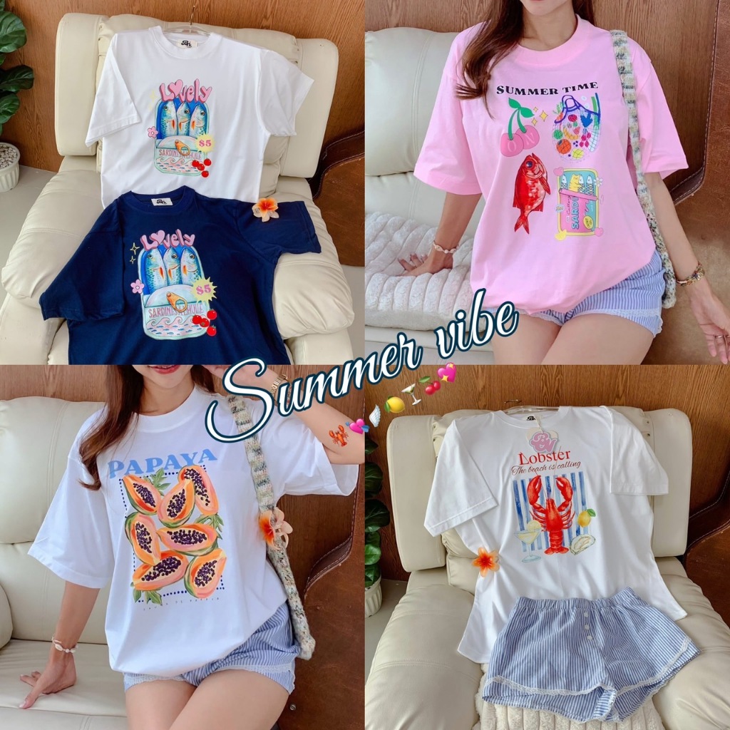 new collection 🍋 เสื้อยืดโอเวอร์ไซส์เนื้อผ้าคอตตอนนุ่ม bn- 🪽