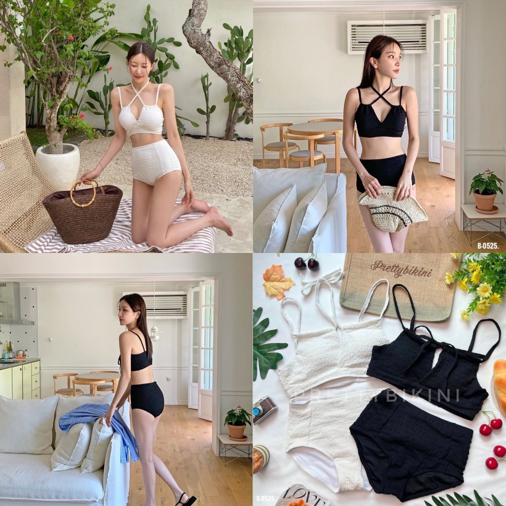 B-0525 Two Pieces น้องมินิมอล ที่คลาสสิค น่ารักลงตัวมากๆๆๆเลยค่ะ บราใส่ได้ 2 แบบนะคะ เทคเจอร์ผ้าสวยมากๆค่ะ