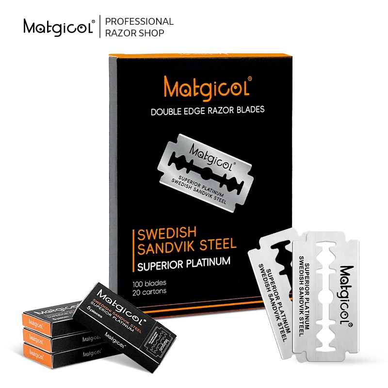 Matgicol ใบมีดโกน วัสดุ Sandvik จากสวีเดน คม ทนทาน ผลิตอย่างประณีต ใบมีดโกนหนวดสองคม