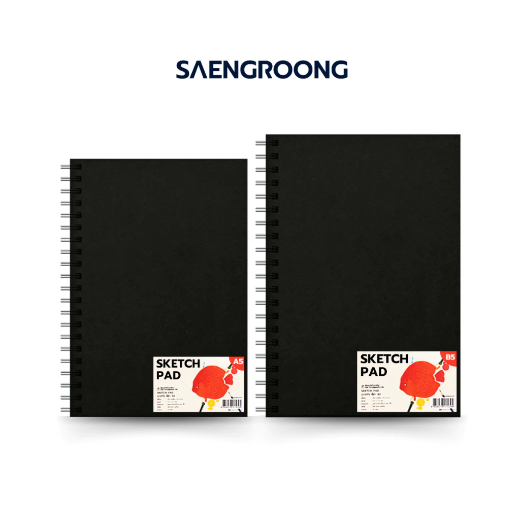 Saengroong สมุดวาดภาพพกพา Sketch book ปกPVCแข็งแรง มีแผ่นรอง / เล่ม