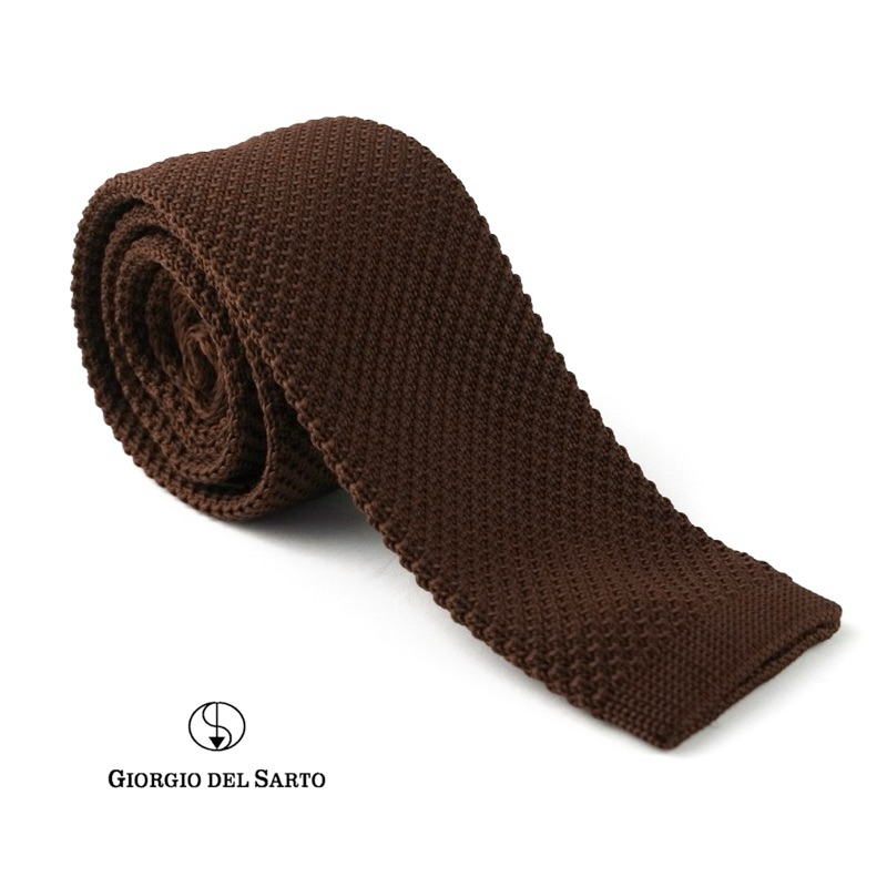 Giorgio Del Sarto Knitted 5 cm Necktie Brown with Fabric Texture เนคไทไหมพรมสีน้ำตาลมีเท็กเจอร์