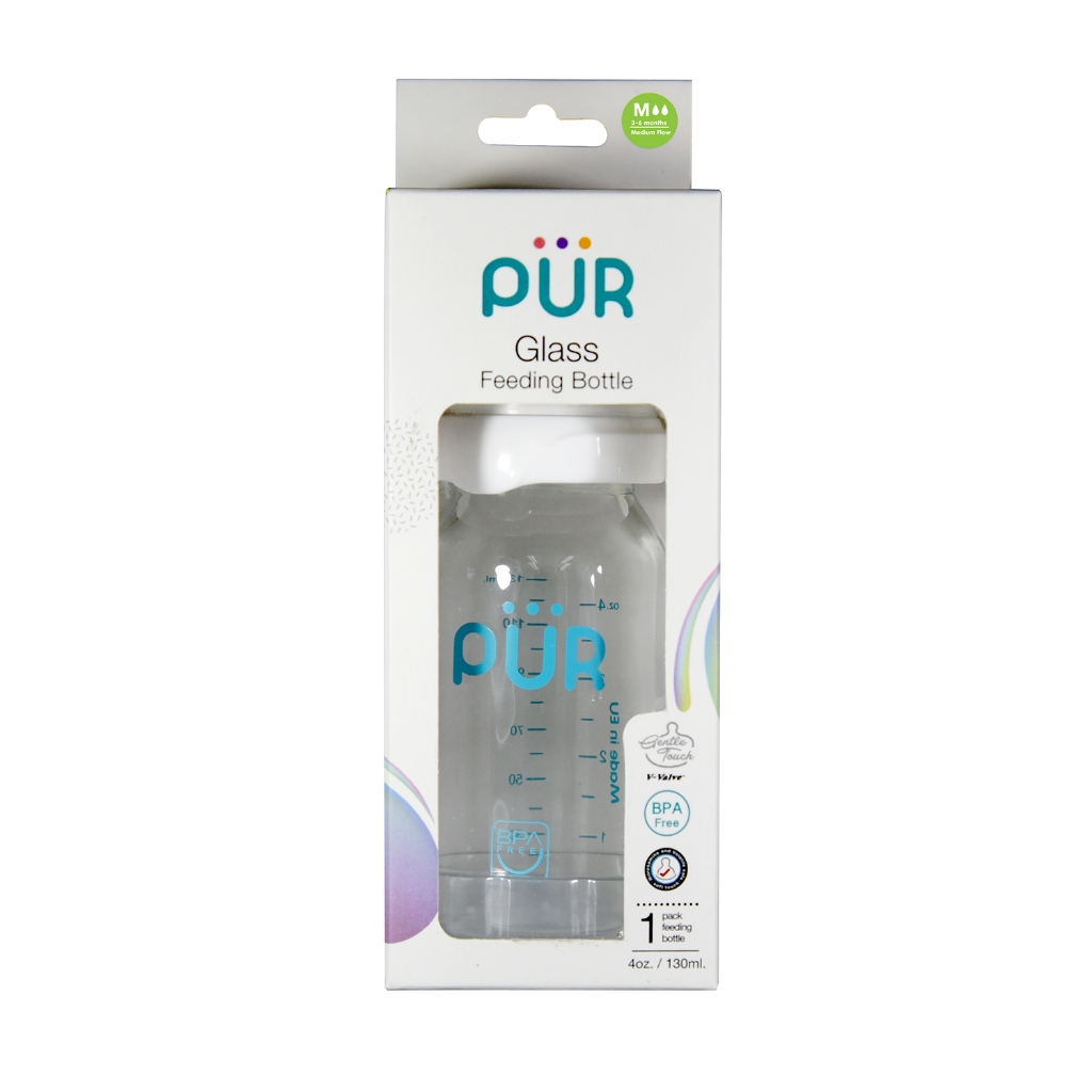 Pur Glass Feeding Bottle ขวดนมแก้วเพียว โปร่งใส คุณภาพสูง ทนความร้อนที่เกิดจากกระบวนการฆ่าเชื้อได้สูงถึง 120 องศา — صورة 5