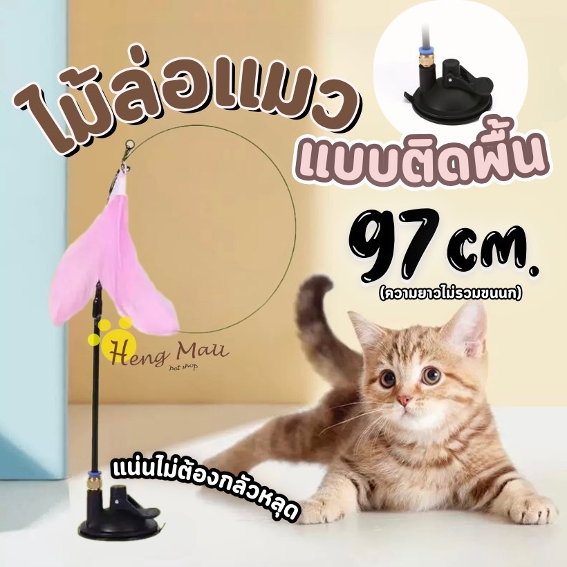HM-ของเล่นไม้กายสิทธิ์ ฐานดูด ขนนก ดูดซับน้ําได้ดี ของเล่นสําหรับแมว