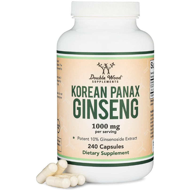 Double Wood Ginseng Capsules (Korean Red Ginseng Extract, Panax Ginseng 10% Ginsenosides) (4 Month S