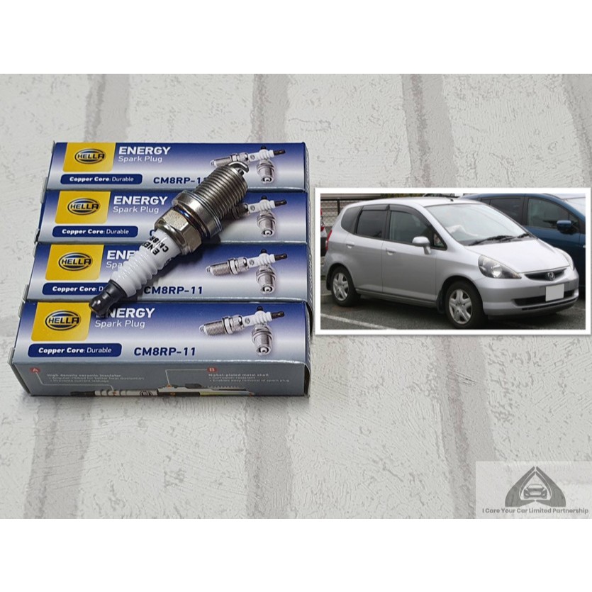 หัวเทียน Honda Jazz GD ( 2003 - 2007 ) ขั้วนิคเกิ้ล ชุด 4 หัว : Hella CM8RP-11