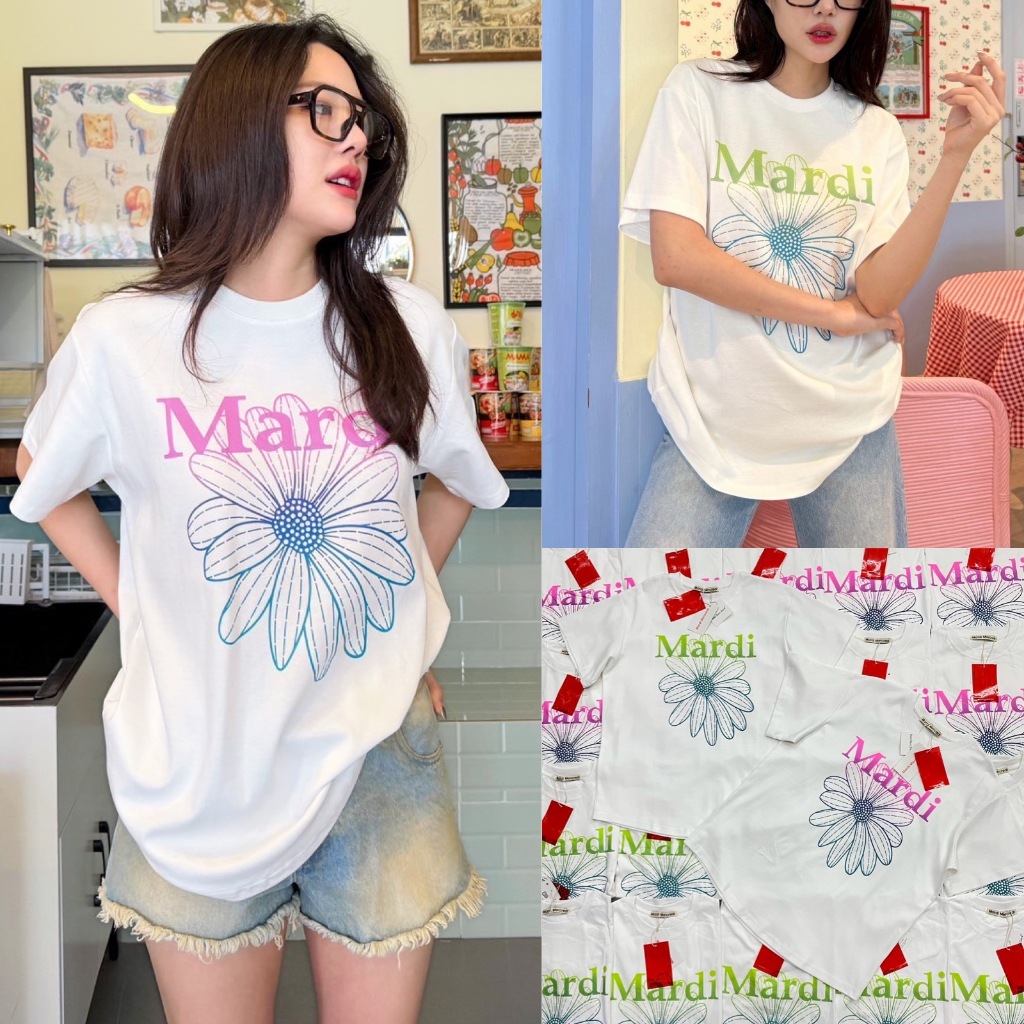 🍊 VL เสื้อยืด ลายดอกไม้แบรนด์สุดฮิต  ผ้ายืดหยุ่น ทรงสวย ใส่สบาย