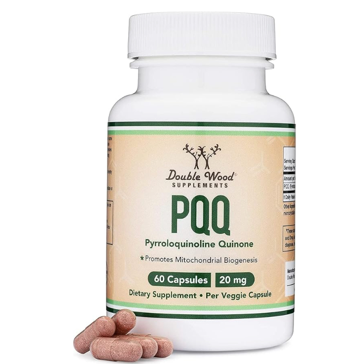 Double Wood PQQ Supplement - 20mg, 60 Capsules (Pyrroloquinoline Quinone) Promotes Mitochondria ATP 