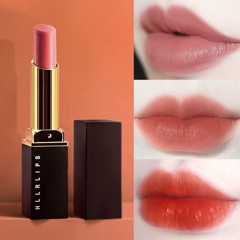 Q.21 HLLRลิปสติก 3.2g สีพีช แดงก่ำแดง ส้ม อิฐ เพิ่มความชุ่มชื้นเครื่องสำอาง Lipstick-9019 Q.21